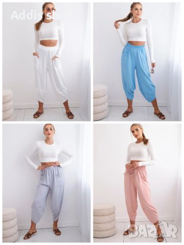 Дамски панталони с широки крачоли и джобове, 4цвята , снимка 1 - Панталони - 45900004