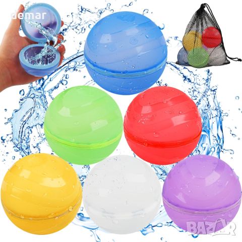 VFMFM Водни балони за многократна употреба за деца, магнитни водни бомби за басейн, 6 БР.