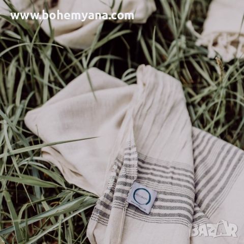 Плажна кърпа ECOBAIN – лен и памук, снимка 2 - Хавлиени кърпи - 45356261