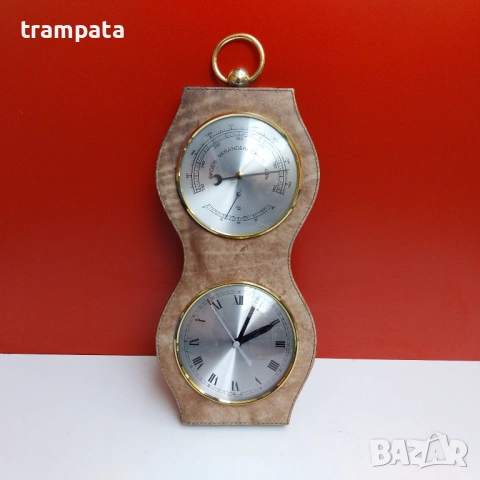 НАЙ ДОБРАТА ОФЕРТА Немски часовник ,термометър и влагометър .Кожа и дърво. 