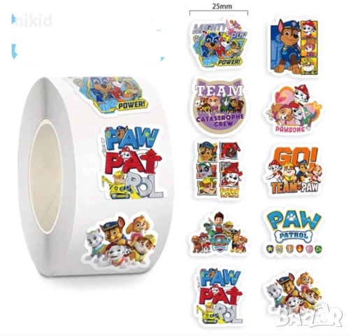 100 бр PAW Pes Patrol Пес Патрул текст кучета малки самозалепващи лепенки стикери ръчна подарък