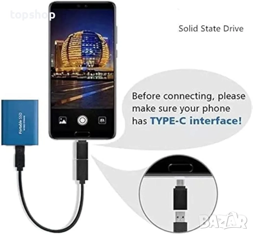 Нов, проверен 12TB преносим SSD външен твърд диск USB-C USB 3.1 външен твърд диск SSD, подходящ за.., снимка 7 - Твърди дискове - 52756303