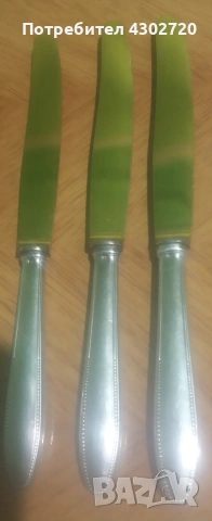 Луксозни ножове 6 броя, с масивно посребрени дръжки 90 и стоманени остриета с позлата, снимка 3 - Прибори за хранене, готвене и сервиране - 53057792