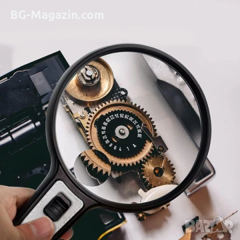 Голяма ръчна лупа 10X с LED осветление за четене стъклена увеличителна мощна дръжка професионална, снимка 8 - Други инструменти - 50919717