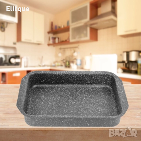 Тава за печене с мраморно незалепващо покритив, 35x24,5x5,5 см, снимка 2 - Съдове за готвене - 52901447