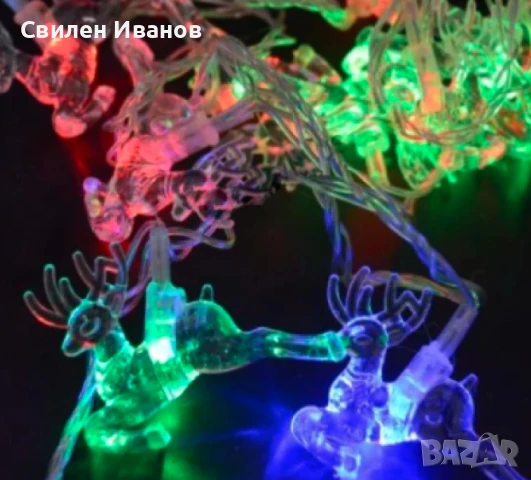 Многоцветни коледни LED лампички с еленчета с щепсел - Многоцветни, дължина - 5м ,28бр лампички. Дек, снимка 6 - Лед осветление - 51390268