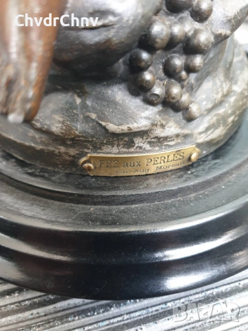 47см-4кг Moreau ЦАМ статуетка/стара френска скулптура/фигура на жена с ангел-херувим, снимка 16 - Статуетки - 54166401