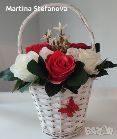 Букети, кошници с текстилни цветя , снимка 2 - Декорация за дома - 46271469
