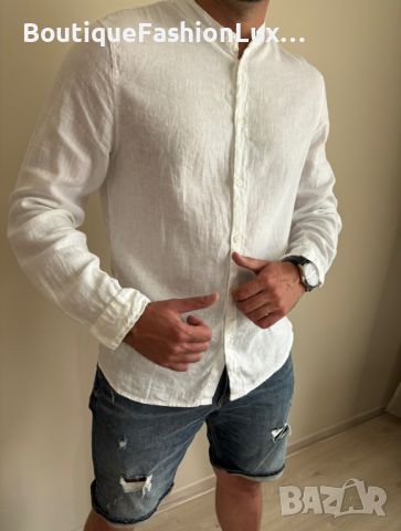Мъжки ленени ризи 100% лен Италия, снимка 2 - Ризи - 46414476