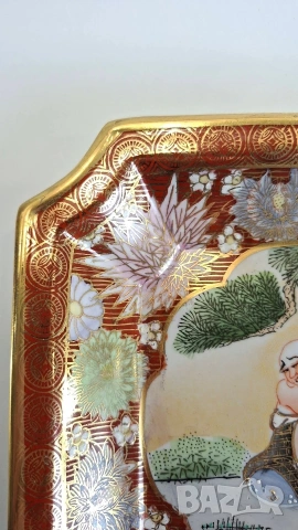 Японска декоративна чиния в стил Satsuma, снимка 5 - Чинии - 54234936