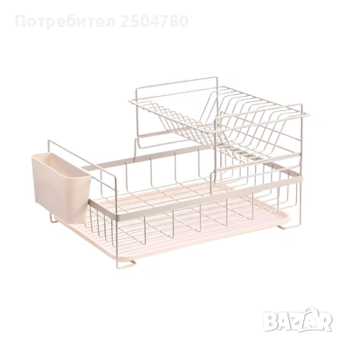 Сушилник за съдове Rosberg R53000P, 2 нива, поставка за прибори и чинии, снимка 3 - Аксесоари за кухня - 53882683