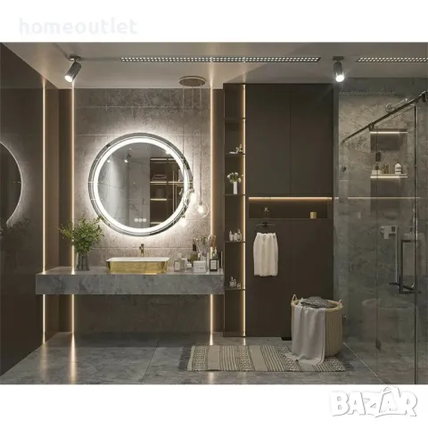 ПРОМОЦИЯ Кръгло огледало с LED осветление, 80см - LUVODI XMR-Y28-628-EU-V1, снимка 6 - Огледала - 49677068