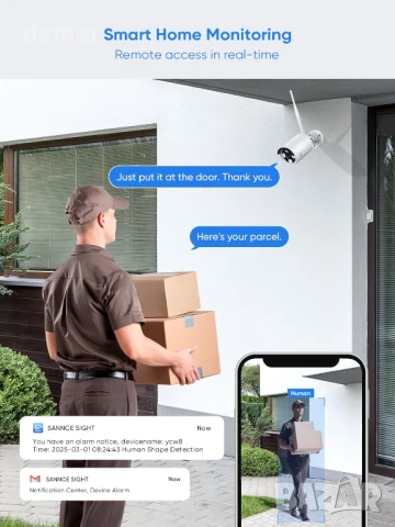 SANNCE 4K Безжични CCTV камери 2 броя за N98WHG 4K NVR, IP66, снимка 3 - IP камери - 51177867