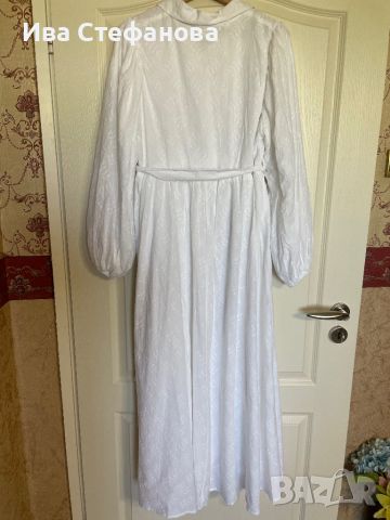 Нова дълга елегантна бяла 100% памук памучна рокля ажурена ажур дантела за бременни фотосесия , снимка 8 - Рокли - 45888347
