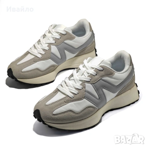 Дамски маратонки в бяло и сиво с платформа, снимка 2 - Маратонки - 53892199