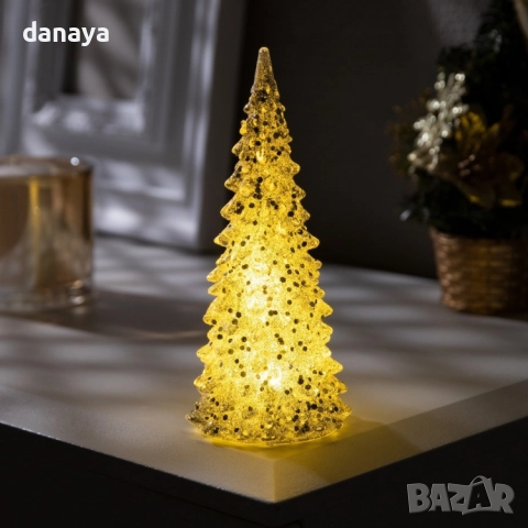 6132 Брокатена светеща коледна елха с преливащи LED светлини, 2 размера, снимка 3 - Декорация за дома - 51876225