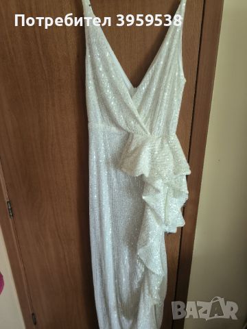 Официална / Бална Бяла рокля с пайети