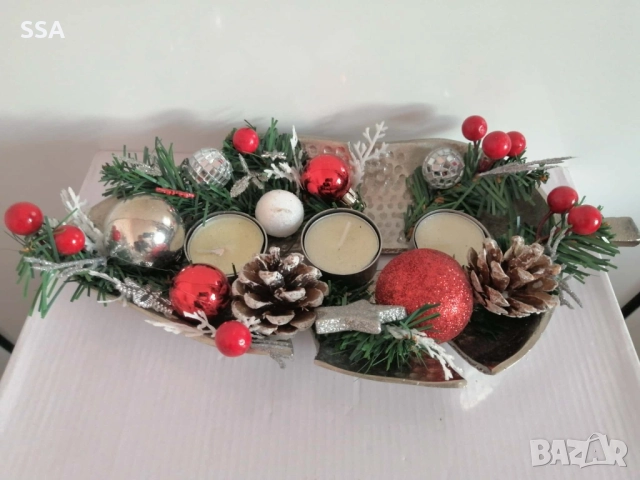 Коледен свещник в метално листо, снимка 4 - Декорация за дома - 52593470