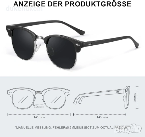 Поляризирани слънчеви очила – полурамка, UV400, ретро стил, снимка 3 - Слънчеви и диоптрични очила - 53269557