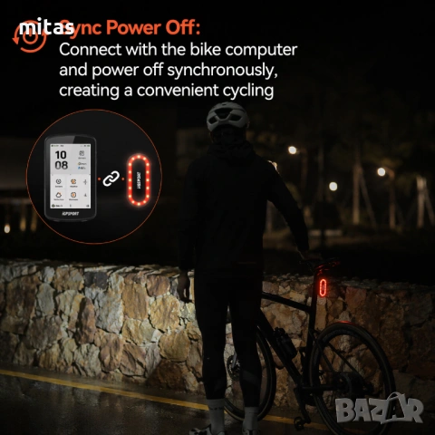 Задна SMART LED стоп светлина с радар IGPSPORT SR Mini, Bluetooth/ANT+, IPX7, снимка 11 - Аксесоари за велосипеди - 54167593