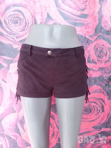 Черни Велурени къси панталони с ресни С , снимка 1 - Къси панталони и бермуди - 46154197