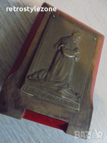 № 8570 Стара настолна католическа икона – Св. Йоан Боско (Don Bosco)  , снимка 5 - Други ценни предмети - 54222420