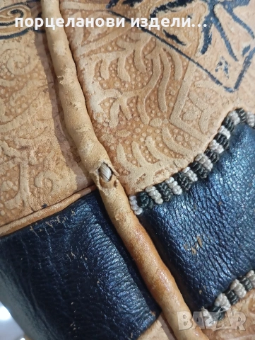 Автентичен марокански пуф табуретка ръчно изработен от естествена кожа , снимка 5 - Антикварни и старинни предмети - 53976352