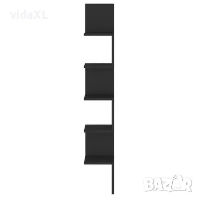 vidaXL Стенен ъглов рафт, черен, 20x20x127,5 см, инженерно дърво（SKU:807278), снимка 3 - Други - 48017008