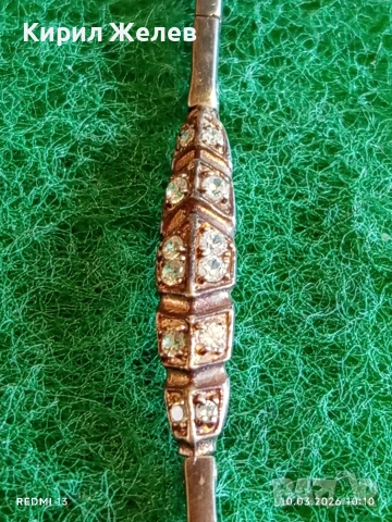 Уникална сребърна гривна позлатена с инкрустирани ЦИРКОНИЙ 21452, снимка 2 - Гривни - 53777828