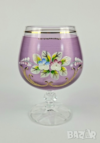 Комплект 6 бр стъклени чаши в лилав цвят, снимка 2 - Чаши - 52866416