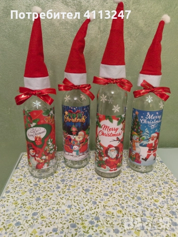 Ръчно изработени светещи коледни бутилки , снимка 2 - Декорация за дома - 52429312