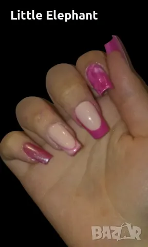 Гел лак press on нокти.Хром (златна пудра) и гел лак/нови, снимка 2 - Колиета, медальони, синджири - 49924018