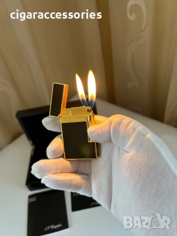 S.T. Dupont Ligne 2 – Black & Gold запалка, 2 пламъка, снимка 3 - Запалки - 52857591