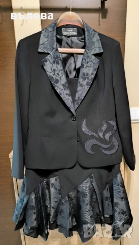 Дамски костюм черен с апликации 