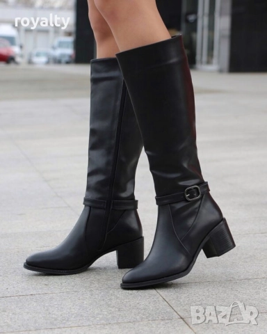 Ботуши на ток - черна кожа, снимка 2 - Дамски ботуши - 52239360