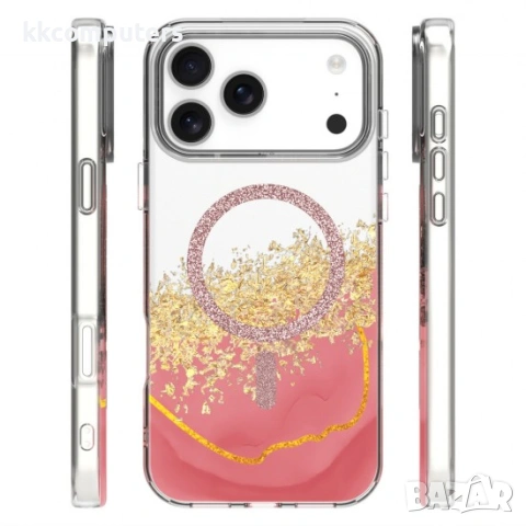 Кейс Epoxy Mag за iPhone 17 Pro Max (6.9) розов и Протектор, снимка 2 - Калъфи, кейсове - 54156274