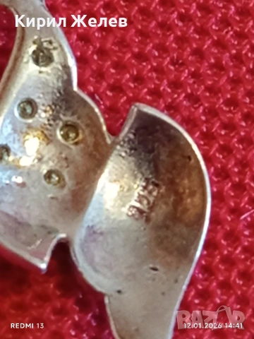 Висящи сребърни обеци с двуцветен дизайн тип листо инкростация на кристали Маркезит 52735, снимка 10 - Обеци - 53073251