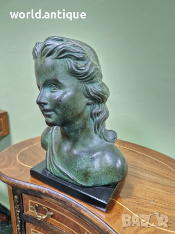 Уникален антикварен колекционерски френски керамичен авторски бюст , снимка 5 - Антикварни и старинни предмети - 53214483