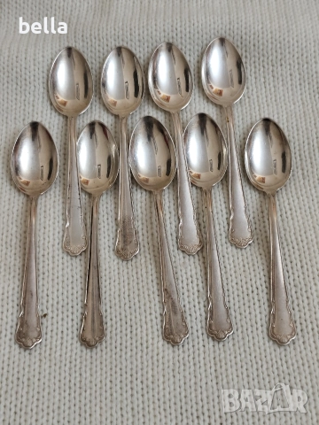Комплект сребърни стари лъжички за кафе 9 броя на фирмата GAB, снимка 3 - Антикварни и старинни предмети - 52949071