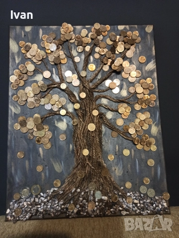 Дърво на живота от монети, снимка 2 - Декорация за дома - 52896538