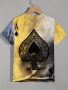 Мъжка тениска с графичен принт с акцент Асо пика, снимка 1 - Тениски - 45734249