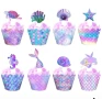 Опашка Русалка мида морска звезда 10 бр топери и декори за кошнички украса за мъфини кексчета парти, снимка 4