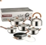 Комплект от 12 части за всяка кухня. 3бр тенджери, тиган, касерола и чайник и капаци, снимка 3