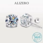 ALIZERO обеци с диамант мойсанит 925 сребро 18K бяло злато. Серификат, снимка 1