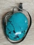 Масивен сребърен медальон с тюркоаз , снимка 3