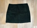 Петролено зелена мини пола | Размер М | Кадифе, снимка 2