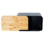 Кутия за хляб, изработена от метал, бамбукова дъска, модерен дизайн, 35x22x20,5см, черна 259613, снимка 6