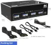 KCEVE DP HDMI USB 3.0 KVM превключвател 2 компютъра 2 монитора, два монитора Displayport KVM, снимка 4