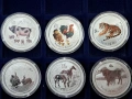 Лунар 2 сребро монети 6броя по 1 унция OZ , снимка 1