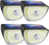 Външни соларни лампи Puncools, 200 LED, сензор за движение, 280º, 4 броя, снимка 1 - Соларни лампи - 45222154